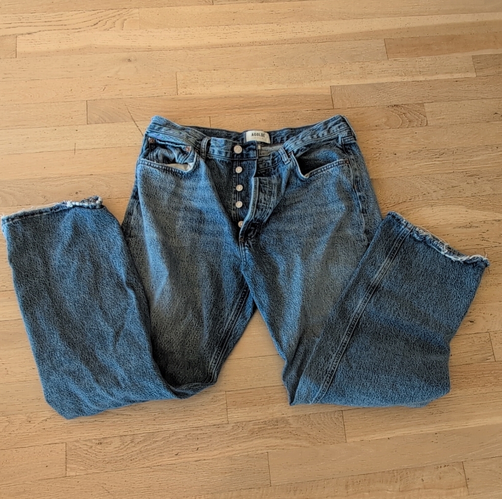 Agolde Jeans Women's Fran Low Slung Straight Sz 30 Button Fly 30" Inseam Casual